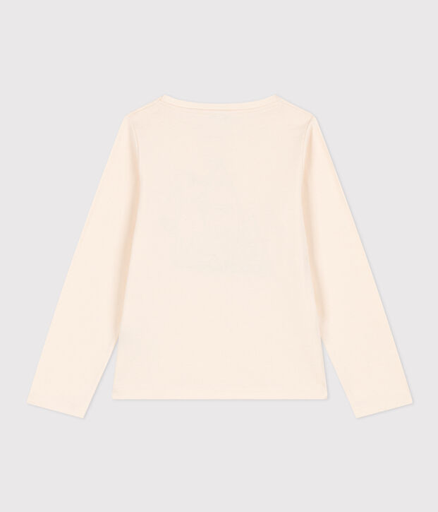 T-shirt met lange mouwen uit katoen voor meisjes ecru
