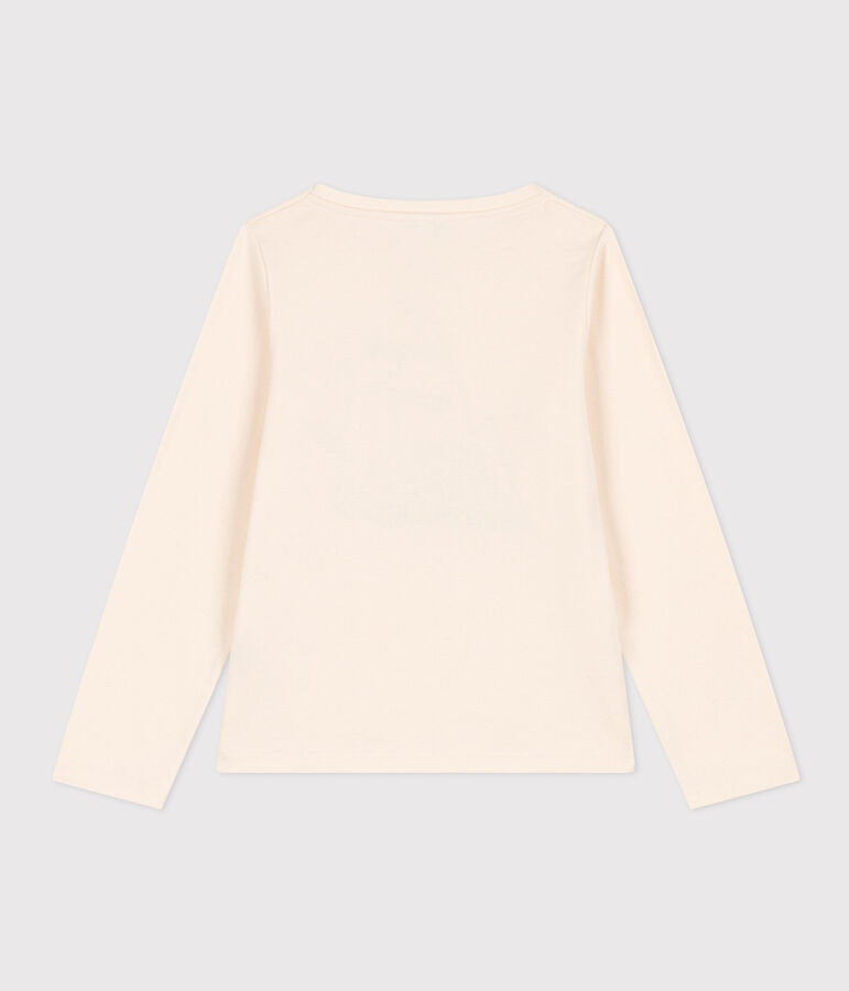 T-shirt met lange mouwen uit katoen voor meisjes ecru