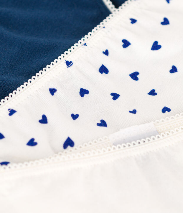 Lot de 3 culottes c&oelig;ur en coton et &eacute;lasthanne petite fille multicouleur