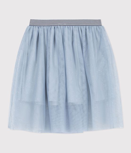 Effen rok van tule met pailletjes voor kinderen blauw CO2/ ARGENT