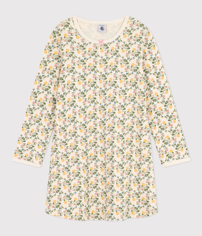 Chemise de nuit en coton motif fleurs enfant blanc AVALANCHE/ MULTICO