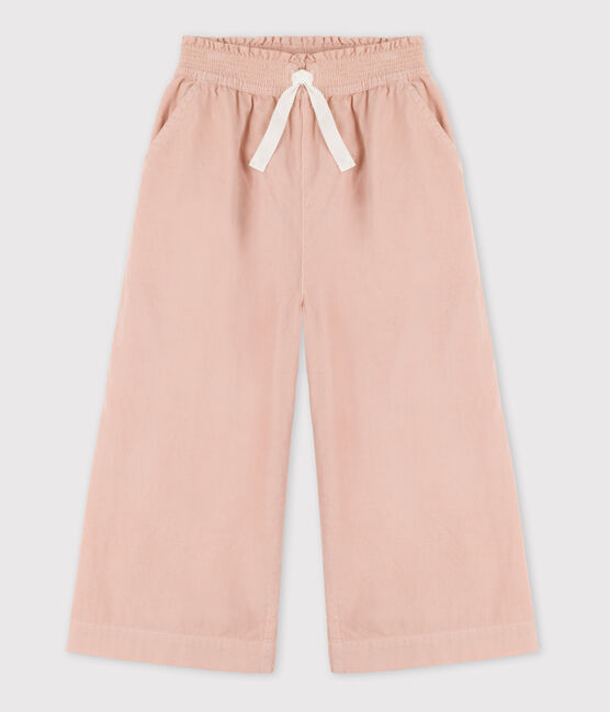 Fijne fluwelen meisjesbroek met wijde pijpen roze SALINE