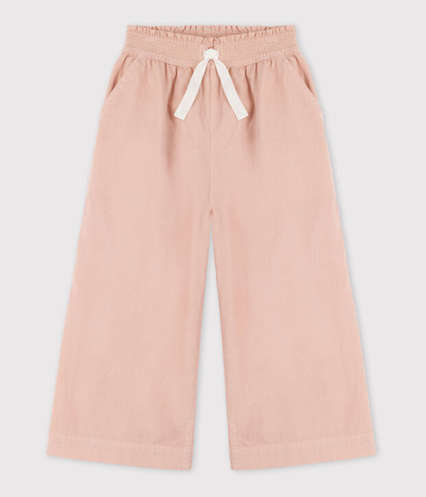 Fijne fluwelen meisjesbroek met wijde pijpen roze