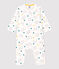 Voetloze babypyjama met col van katoen wit MARSHMALLOW/wit MULTICO