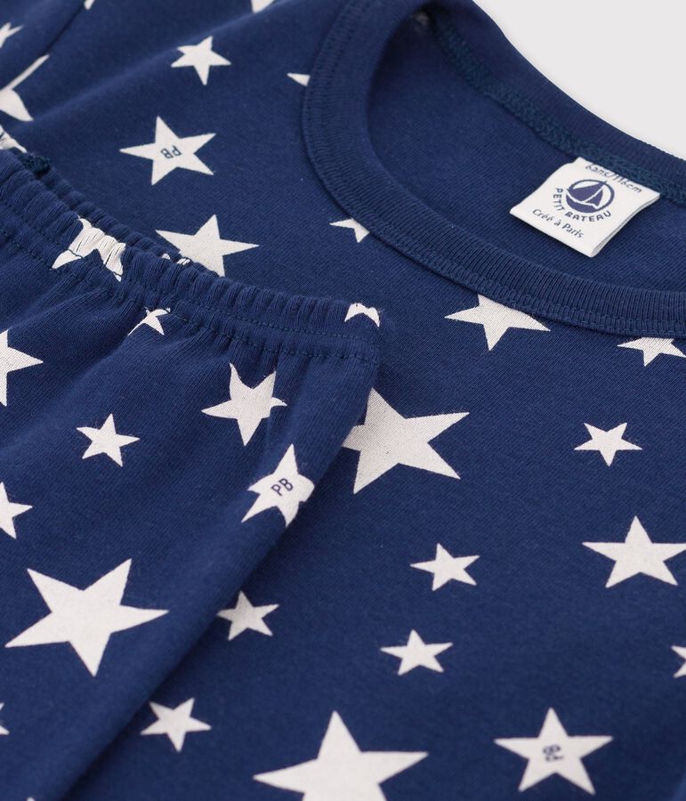 Pyjama &eacute;toiles en coton enfant bleu/blanc