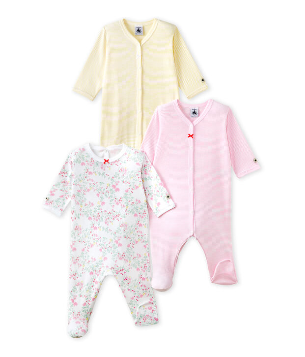 Set van drie pyjama's voor babymeisjes wit