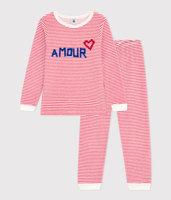 Pyjama rayé en velours enfant rouge MARSHMALLOW/blanc CORRIDA
