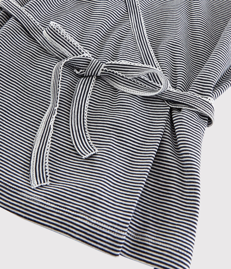 Cardigan cache-c&oelig;ur en coton ray&eacute; Femme bleu/blanc