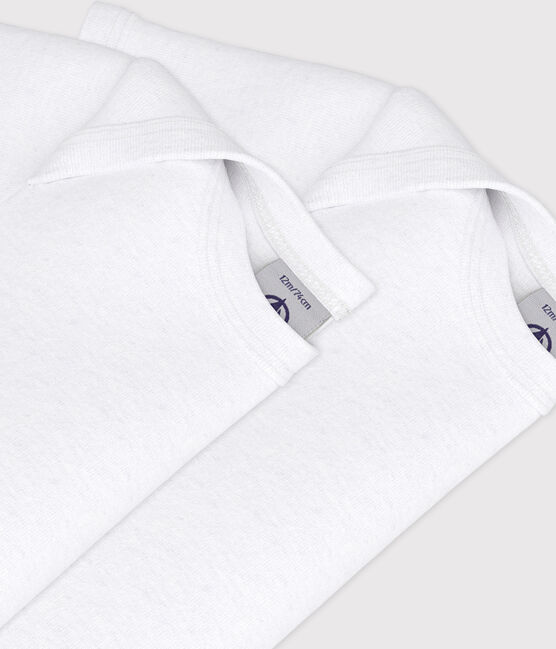 Set van 2 witte babyrompertjes met korte mouwen variante 1