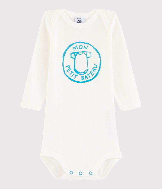 Body manches longues bébé fille-garçon blanc MARSHMALLOW/blanc POLISH