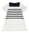 Robe bébé fille en jersey lourd blanc MARSHMALLOW/bleu SMOKING