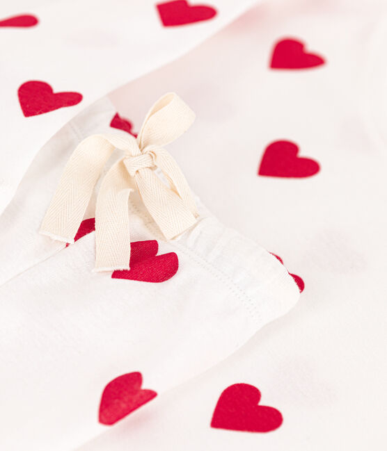 Pyjacourt cœur femme en coton blanc MARSHMALLOW/rouge TERKUIT