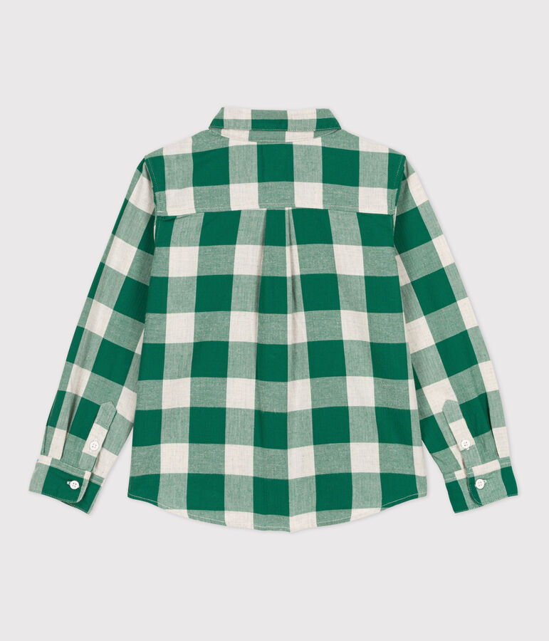Ruitjeshemd in flanel voor jongens MATCHA/ecru
