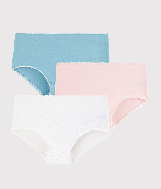 Lot de 3 shorties pois argent petite fille en coton biologique  et elasthanne variante 1