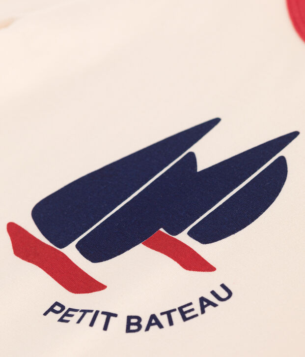 Teeshirt enfant en coton manches courtes imprim&eacute; &eacute;cru