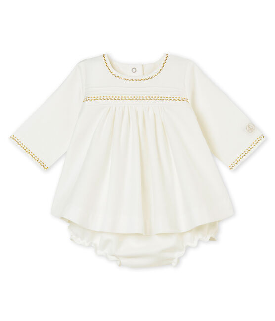 Jurk en pofbroekje voor babymeisjes wit MARSHMALLOW