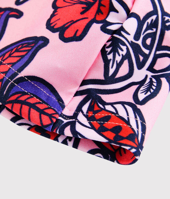 Anti-UV badmutsje UPF 50+ meisje roze PATIENCE/wit MULTICO