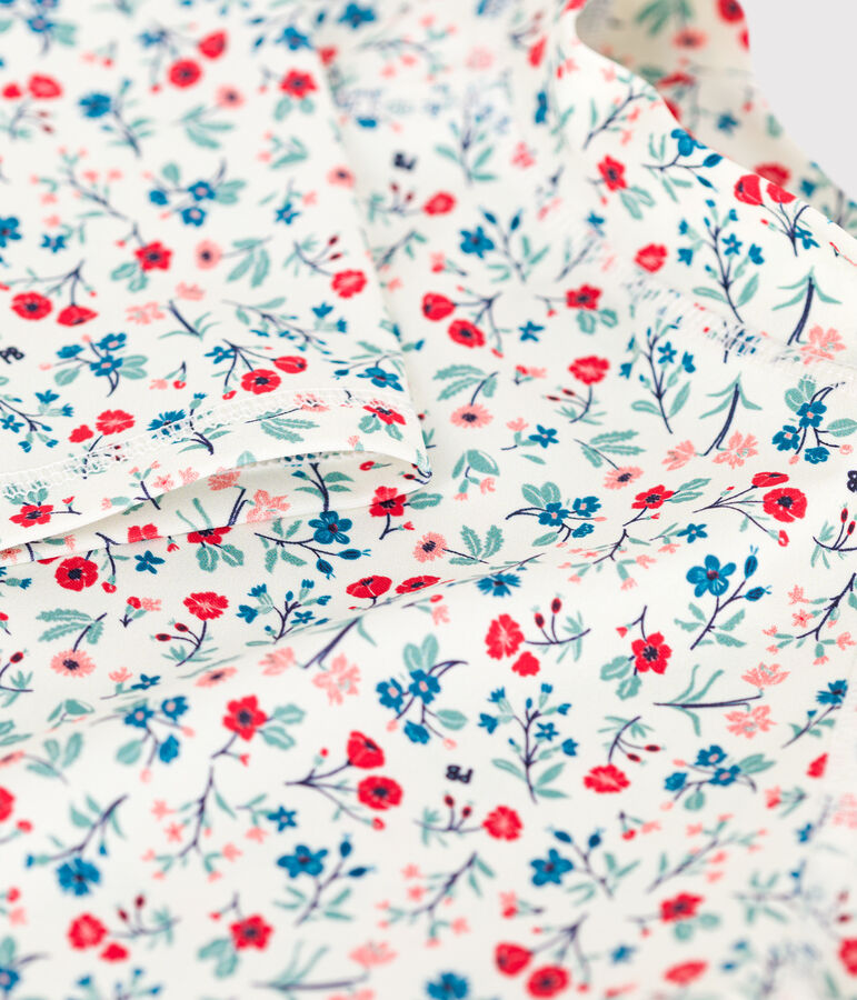 Kinderzwemshirt met uv-bescherming, lange mouwen en bloemenprint. wit/multicouleur