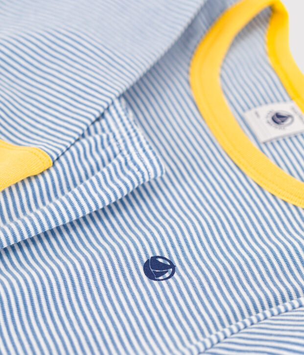 Gestreepte katoenen pyjama voor kinderen. blauw/wit