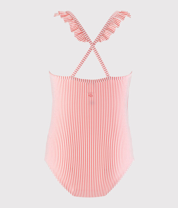 1-delig gerecycled badpak meisje roze/wit