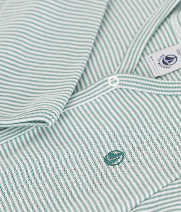 Pyjama &agrave; rayures en coton b&eacute;b&eacute; vert/blanc