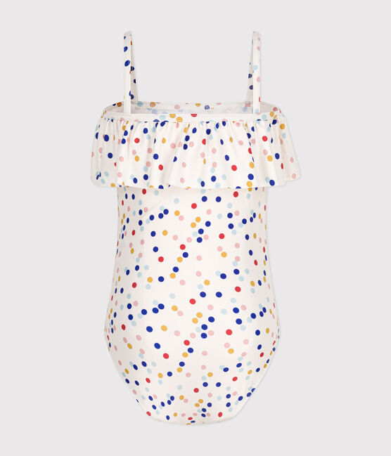 Maillot de bain 1 pièce imprimé enfant fille blanc MARSHMALLOW/blanc MULTICO