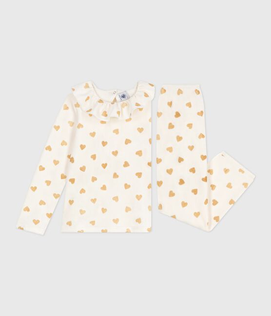 Fluwelen kinderpyjama met goudkleurige hartjesprint MILK/ DORE