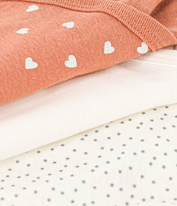 Lot de 3 bodies crois&eacute;s manches longues en coton multicouleur
