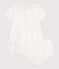 Wit katoenen babyjurkje met bloomer en ajourdetails wit ECUME