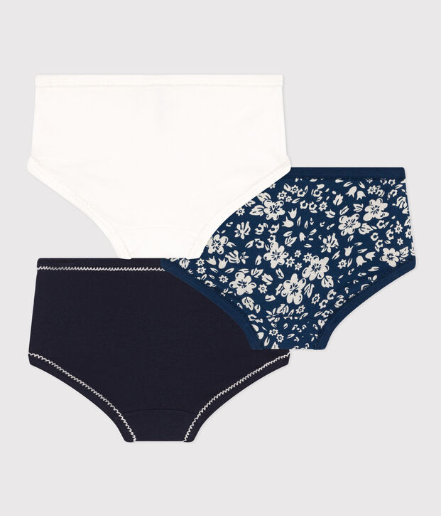 Set van 3 meisjesslips met bloemetje in katoen multicouleur