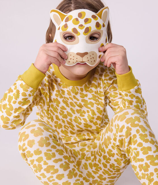 Pyjama déguisement enfant en coton imprimé léopard blanc MARSHMALLOW/blanc MULTICO