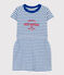 Robe rayée en jersey flammé enfant fille blanc MARSHMALLOW/bleu PERSE