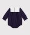 Combinaison courte b&eacute;b&eacute; en coton uni &agrave; col bleu marine