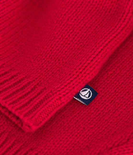 Gebreid babytruitje met wol rood STOP/ MULTICO