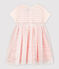 Robe bi-matières manches courtes bébé fille blanc MARSHMALLOW/rose MINOIS