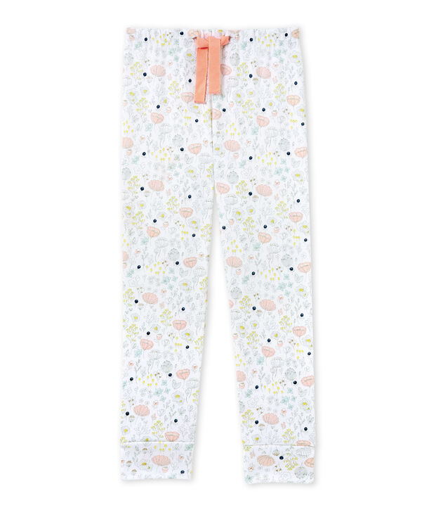 Pantalon de pyjama fille &agrave; coordonner blanc/rose/multicouleur
