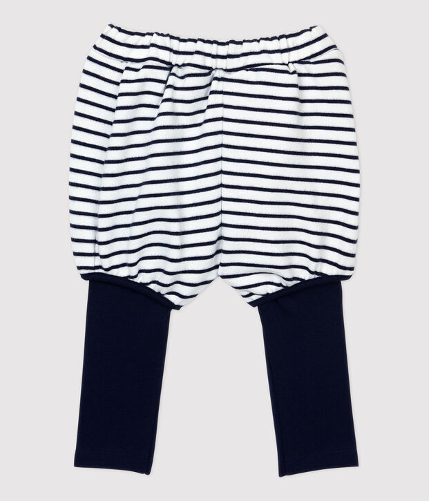 Katoenen korte baby. wit/blauw