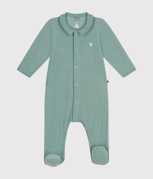 Pyjama en velours b&eacute;b&eacute; vert