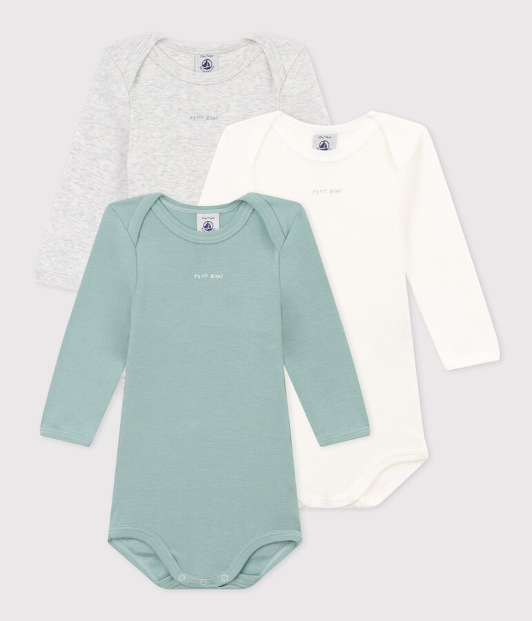 Lot de 3 bodies manches longues b&eacute;b&eacute; en coton multicouleur