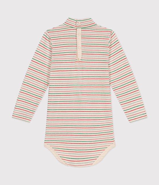 Katoenen body met lange mouw en rolkraagje voor baby's wit AVALANCHE/ MULTICO