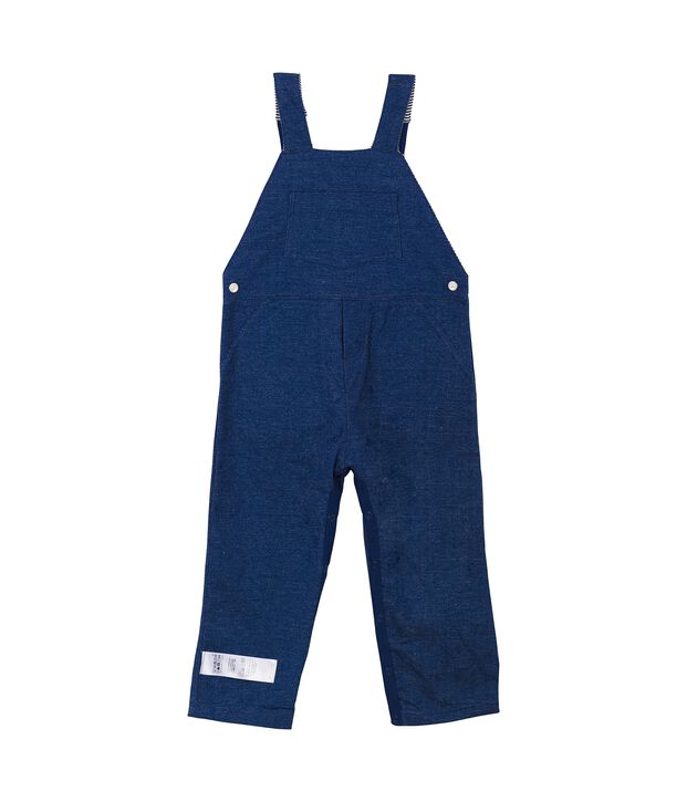 Lange uniseks babysalopette in gebreide stof met denimeffect blauw/beige