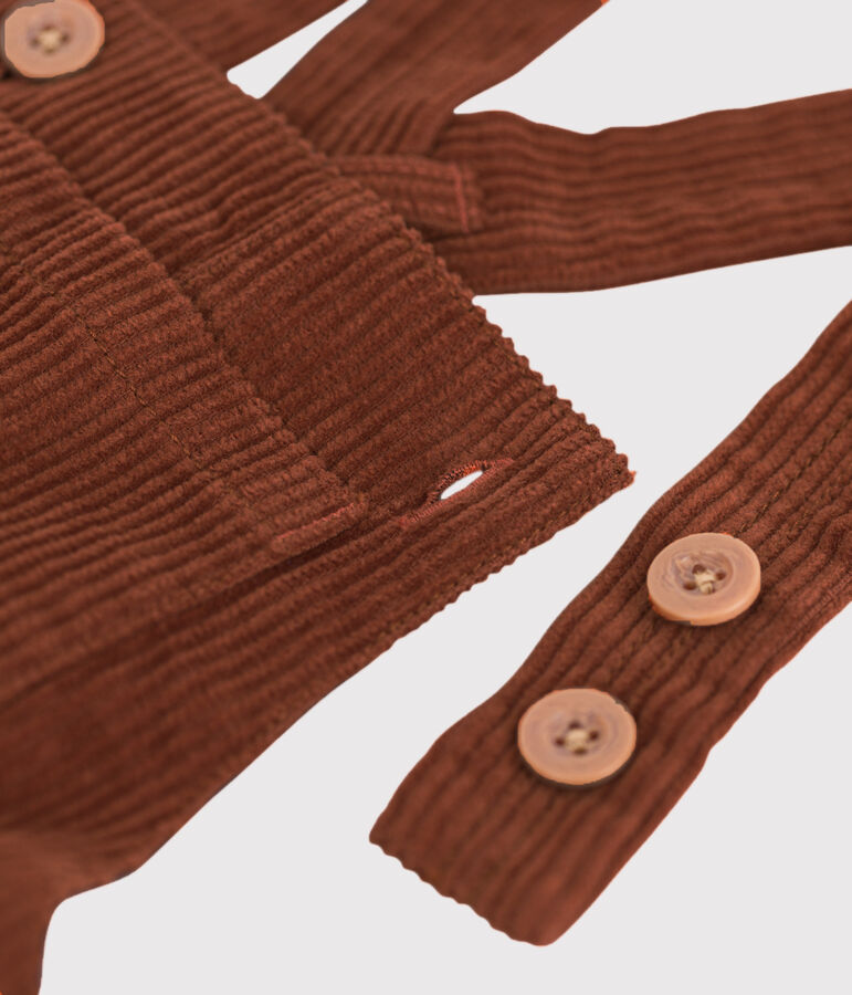 Lange tuinbroek in ribfluweel voor baby's bruin