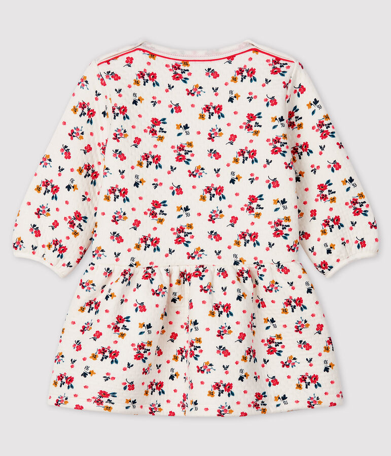 Robe manches longues b&eacute;b&eacute; fille blanc MARSHMALLOW/blanc MULTICO