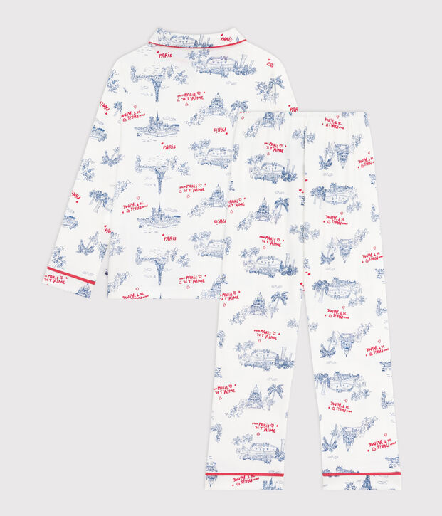 Katoenen geknoopte pyjama met print van Parijs voor kinderen wit/multicouleur