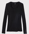 T-shirt côte légère Femme noir NOIR