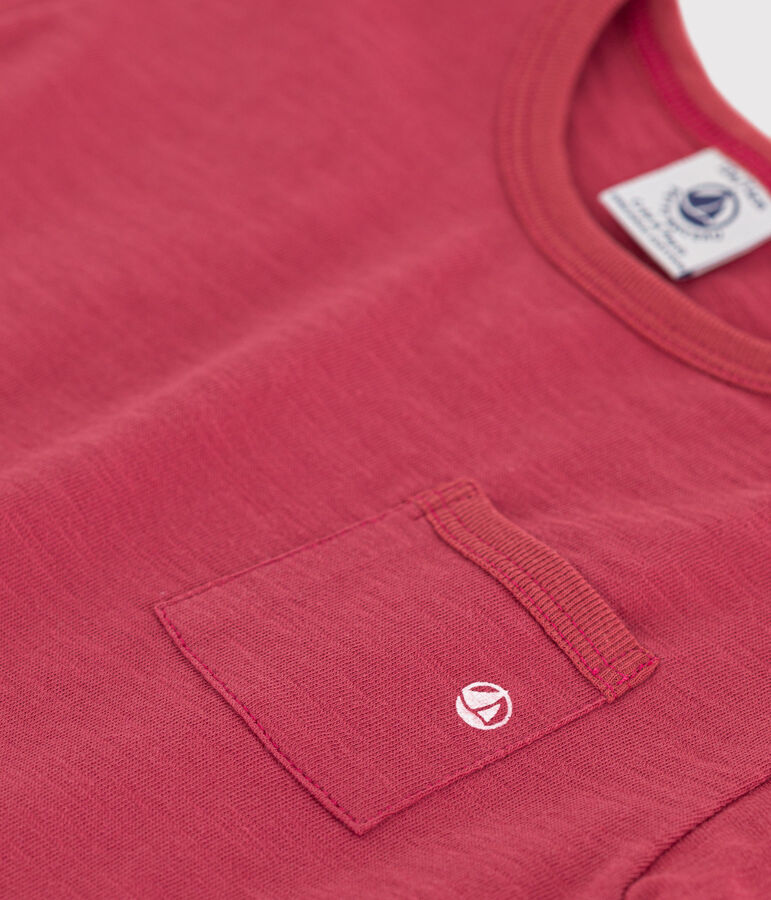 T-shirt met korte mouwen in gevlamde jersey voor babyjongens. roze