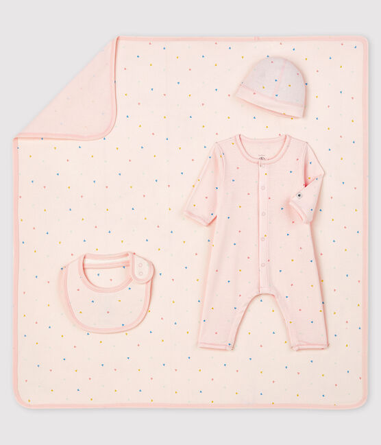 Coffret cadeau naissance bébé fille en côte variante 1