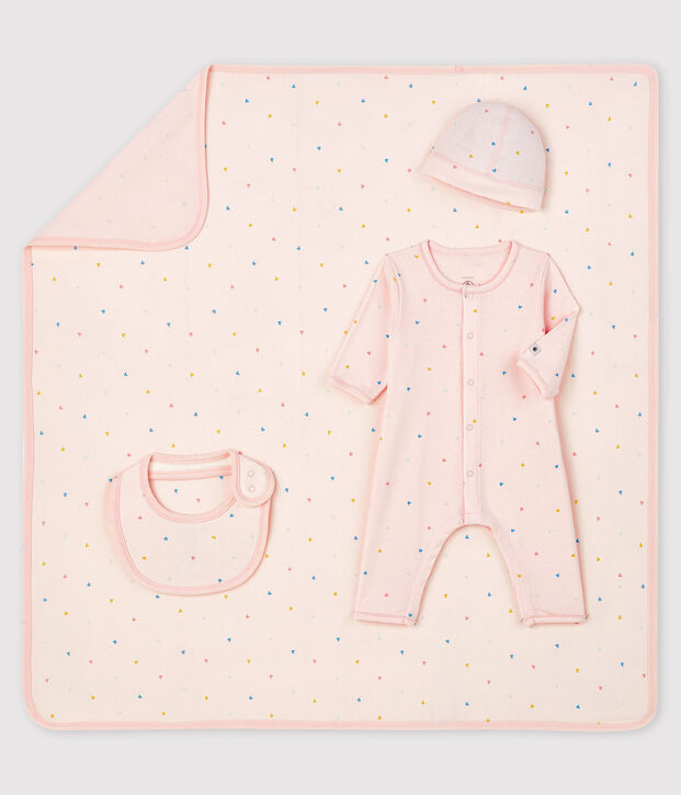 Coffret cadeau naissance b&eacute;b&eacute; fille en c&ocirc;te multicouleur