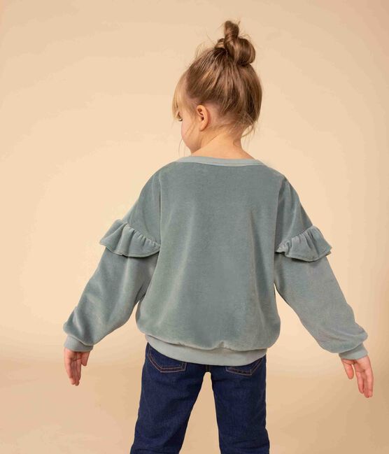 Sweatshirt in effen fluweel voor meisjes groen BRUT
