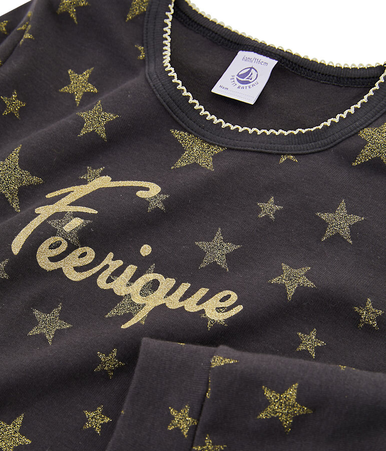 Meisjespyjama van gebreide stof grijs CAPECOD/geel OR